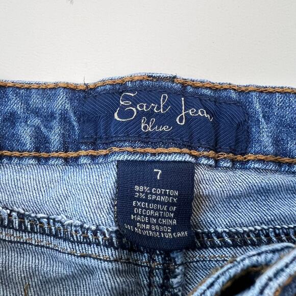 Vintage Y2K Low Rise Denim Shorts size 7 Cuffed Distressed - Picture 5 of 7